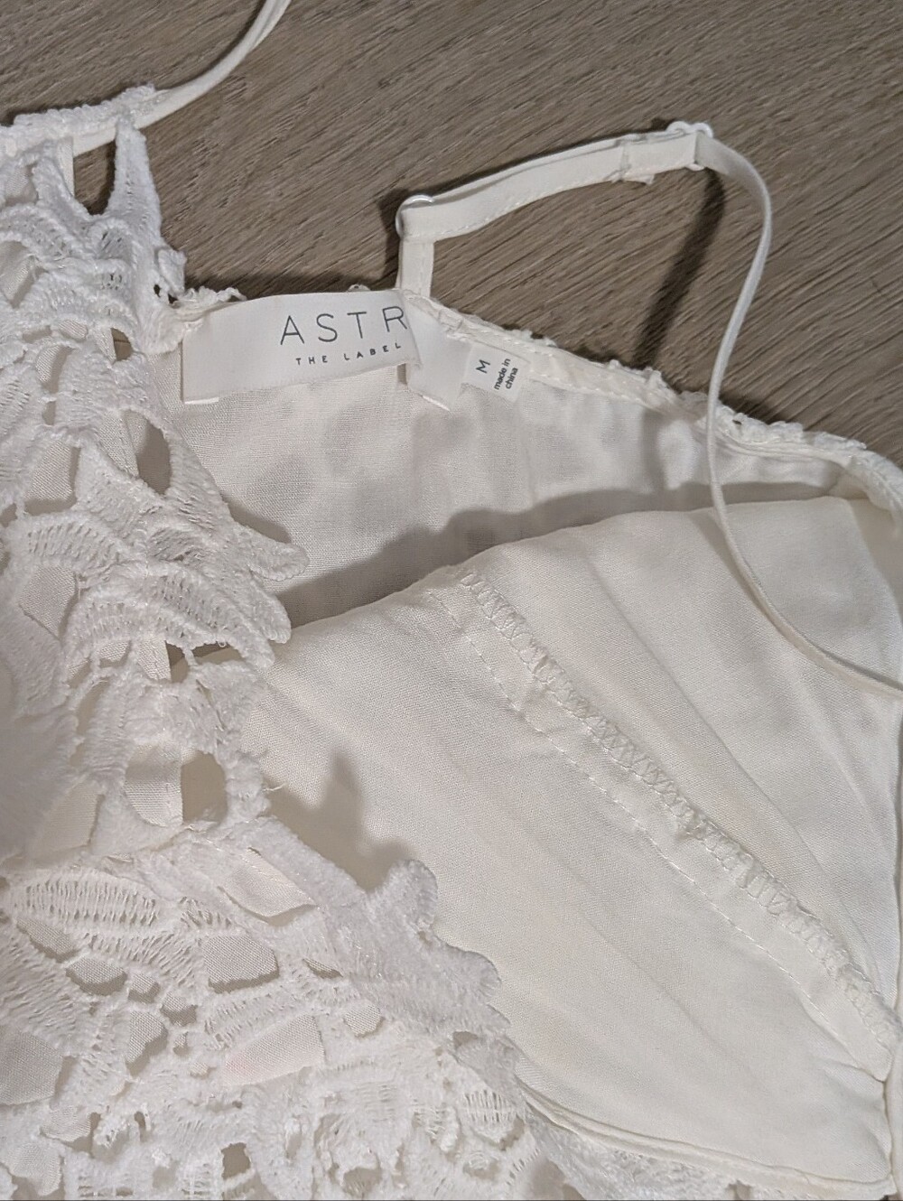 Gorgeous White Floral Lace Spaghetti Strap Midi/Maxi Dress Size M Astr The Label - Picture 3 of 6